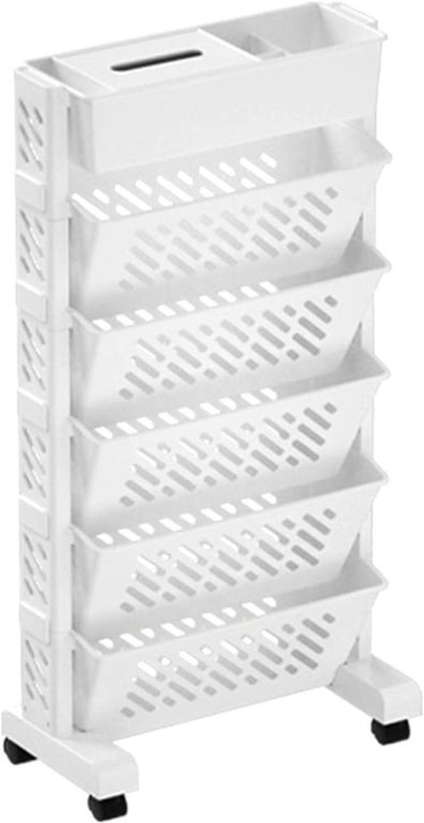 Mobiele boekenplank met wielen - Multilayer opbergoplossing voor school, kantoor en thuis met 6 lagen