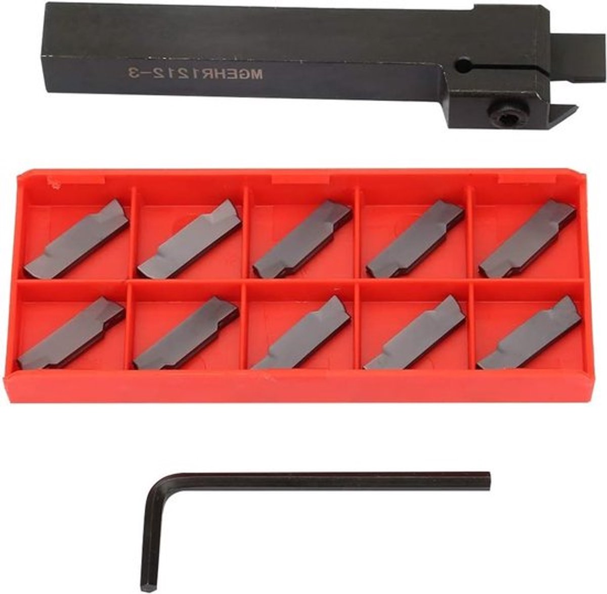Draaibank Gereedschap - Groefhouder Set - Draaien Groeven - Hoge Snijsnelheid - 10 Stuks - Zilverkleurig