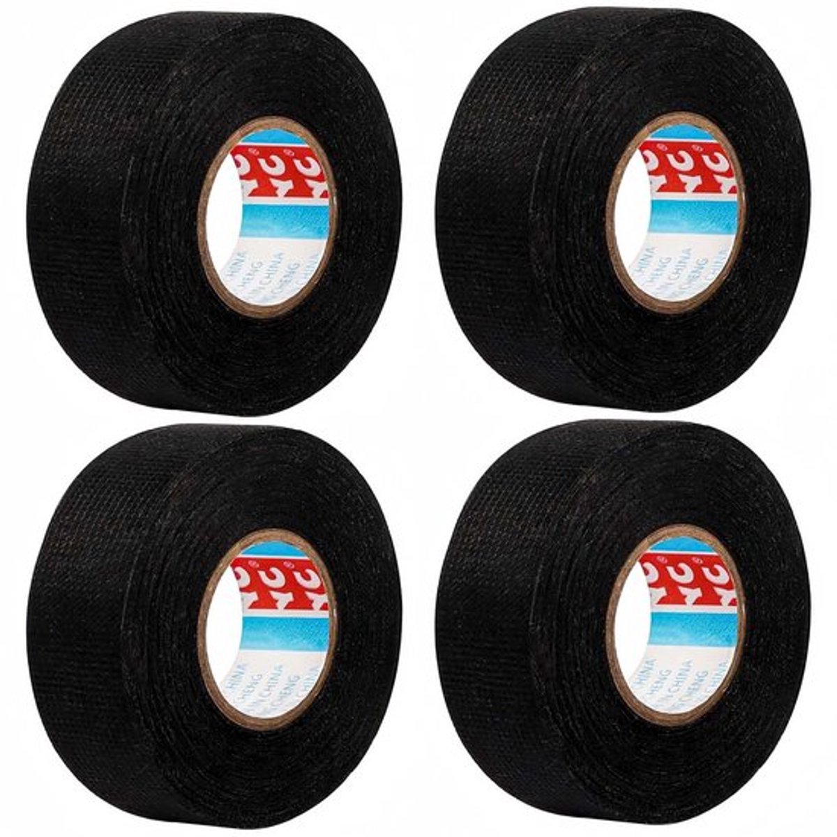 Zwarte Zelfklevende Textieltape voor Isolatie van Draadboom in Auto's en Motoren - Verpakking van 4 Stuks