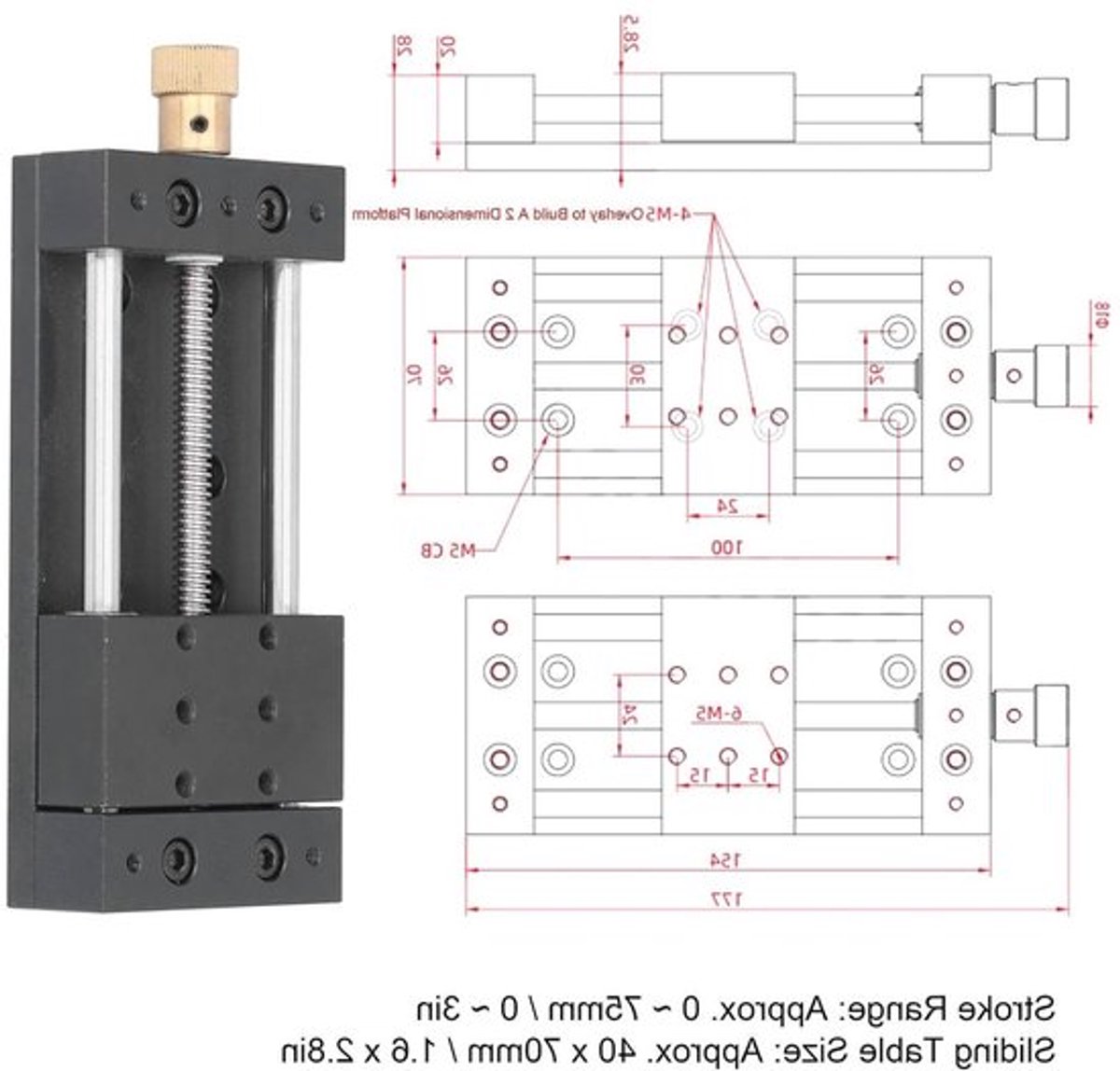 Lineaire Fase Actuator met Handmatige Glijstafel van Aluminium Legering voor Hoge Nauwkeurigheid en Stabiliteit