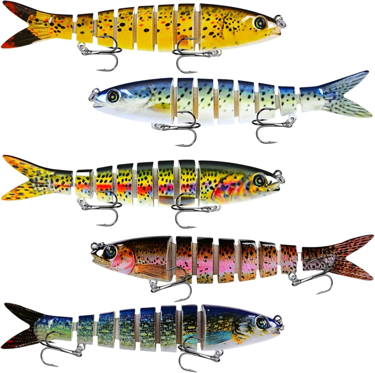 Scharnierend Kunstaas - Multicolor - 8 Segmenten - ABS Kunststof - Voor Snoekbaars in Zoet en Zout Water