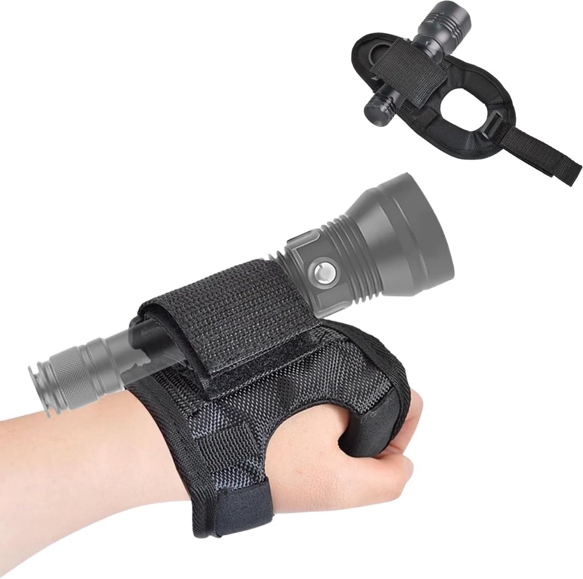 SnelShoppen - Duiklamp Arm Houder - Nylon Duiklamp Handschoen - Waterdichte Led Lamp Houder voor Onderwater Scuba Duiken - Verstelbare Polsband met Sl