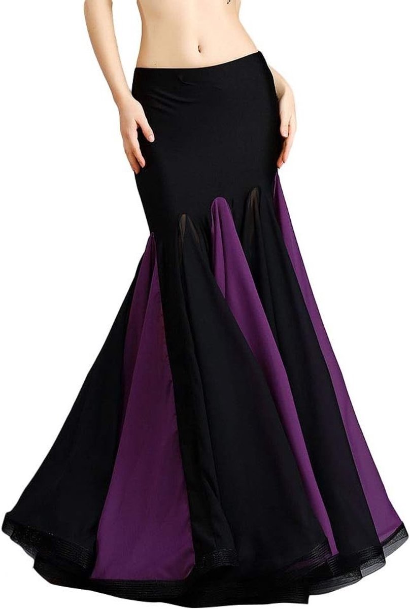 Bellydance kostuum met chiffon patchwork en dubbele laag, maxi rok met ruffles voor vrouwen, perfect voor dansoptredens en feesten