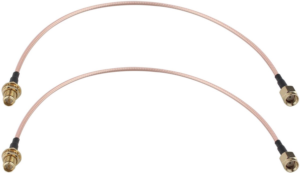 SnelShoppen - 2 Stuks RP-SMA WiFi Antenne Verlengkabel RP-SMA Mannetje naar Vrouwtje RG316 Coaxkabel 30cm voor Router, Beveiligingscamera, IP Netwerkk
