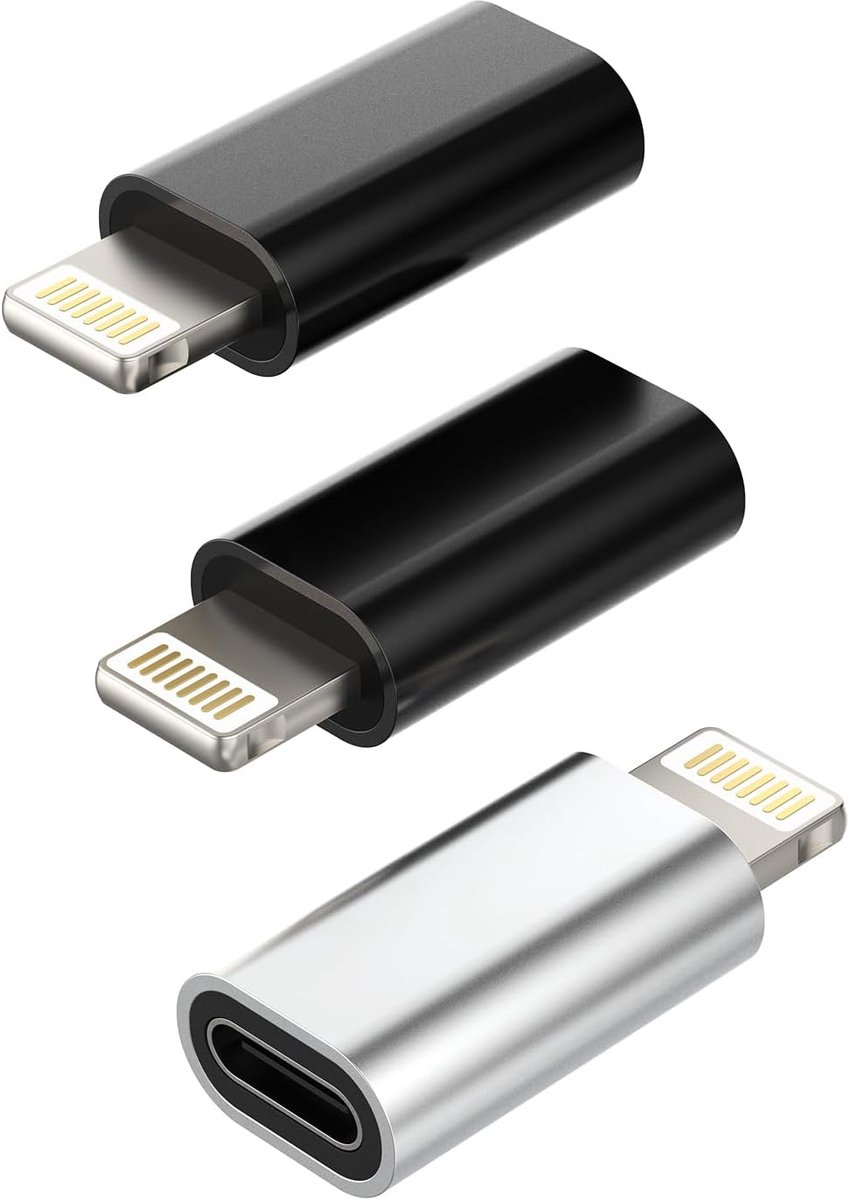 SnelShoppen - Adapter USB C naar Lightning Plug (3PCS) Oplaadadapter Type C Jack voor Apple iPhone en iPad - Snelle Oplaadkabel voor Thuis en Op Reis