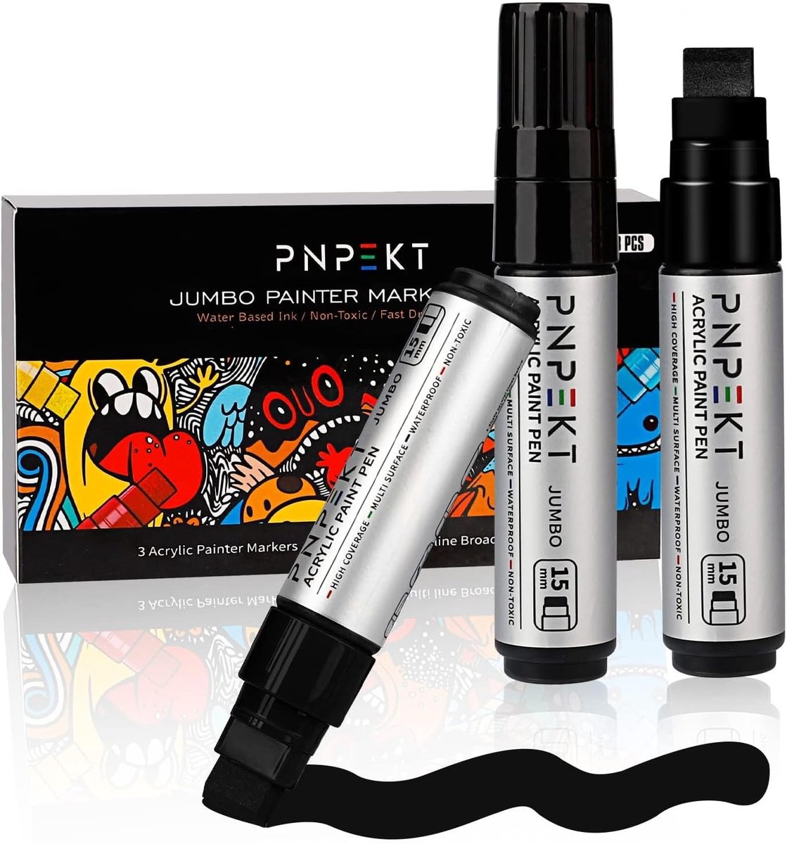 Acryl Marker - Zwart - 15 mm - Waterdichte Beitelpunt - Voor Kunst en Ambacht