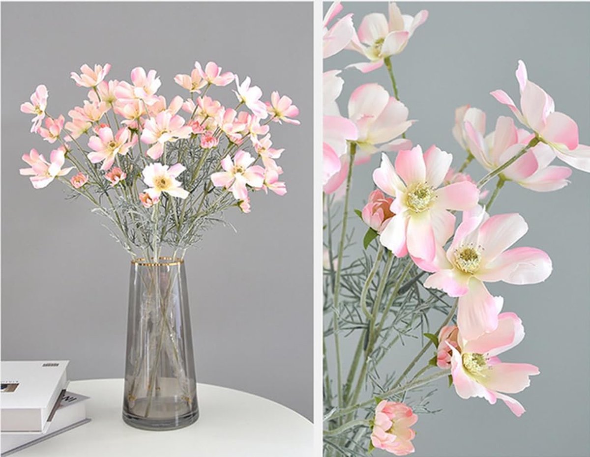 SnelShoppen - 4 Stuks Kunstmatige Nepp bloemen Planten Cosmos Zijde Bloem Arrangementen Bruiloften Boeketten Decoraties Tafel Centra voor Thuis Keuken