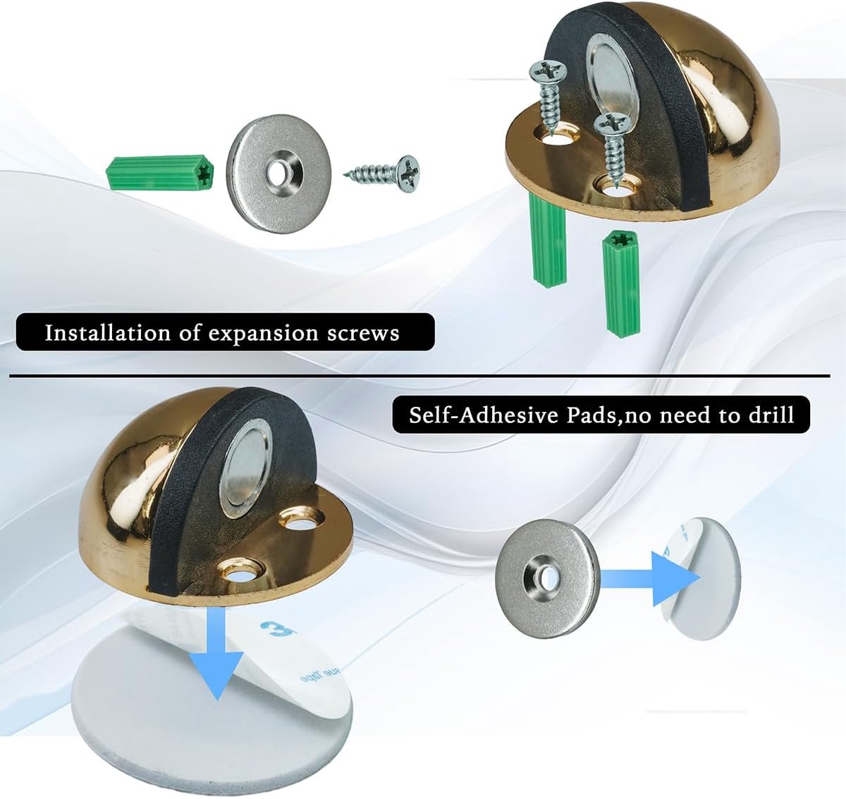 SnelShoppen - Magnetische Deurbuffer Set van 2 RVS Deurbuffers voor Onzichtbare Bescherming van Muren en Deuren (Goud)