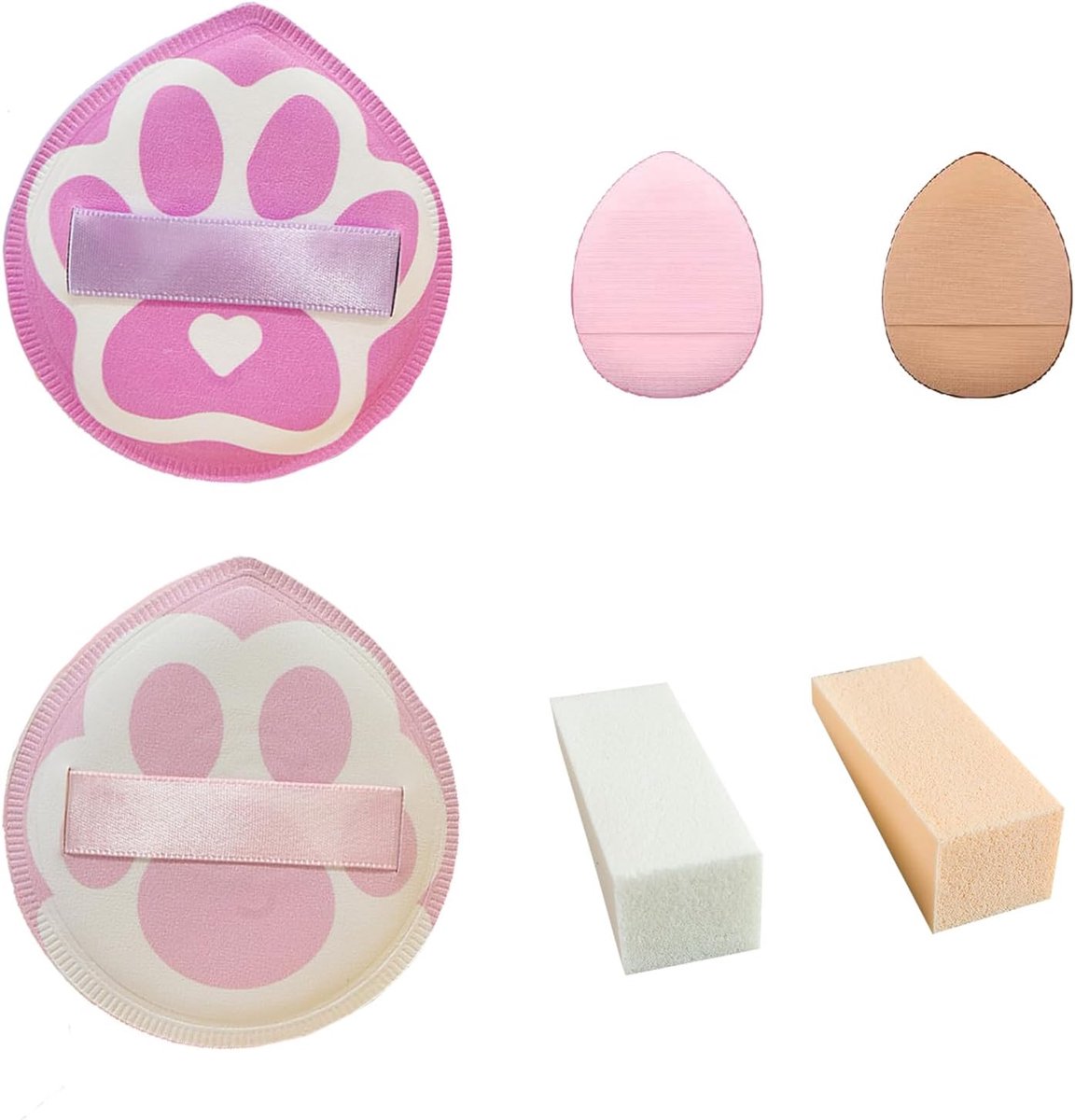 Makeup sponsen set - 2 stuks in roze en paars - T-vormige en vinger pads - Voor poeder en vloeibare cosmetica - ShopVlot