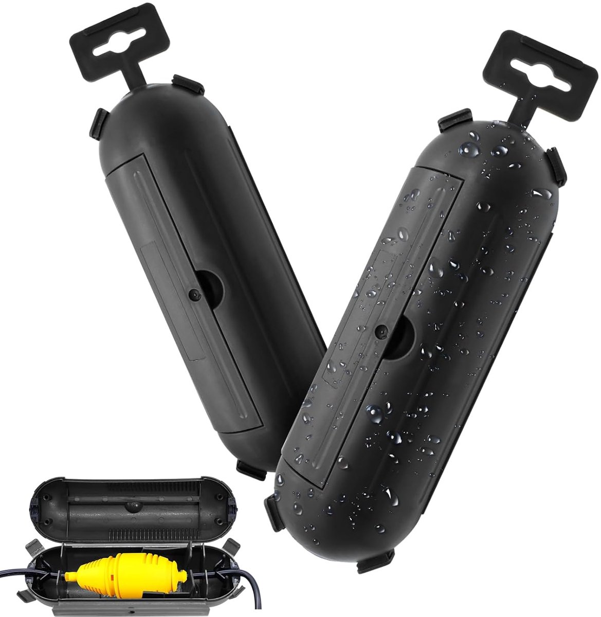 Pack of 2 Cable Box, Waterproof IP44, Power Connector, Protective Box, Outdoor Plug Box, CEE Safety Box - ShopVlot