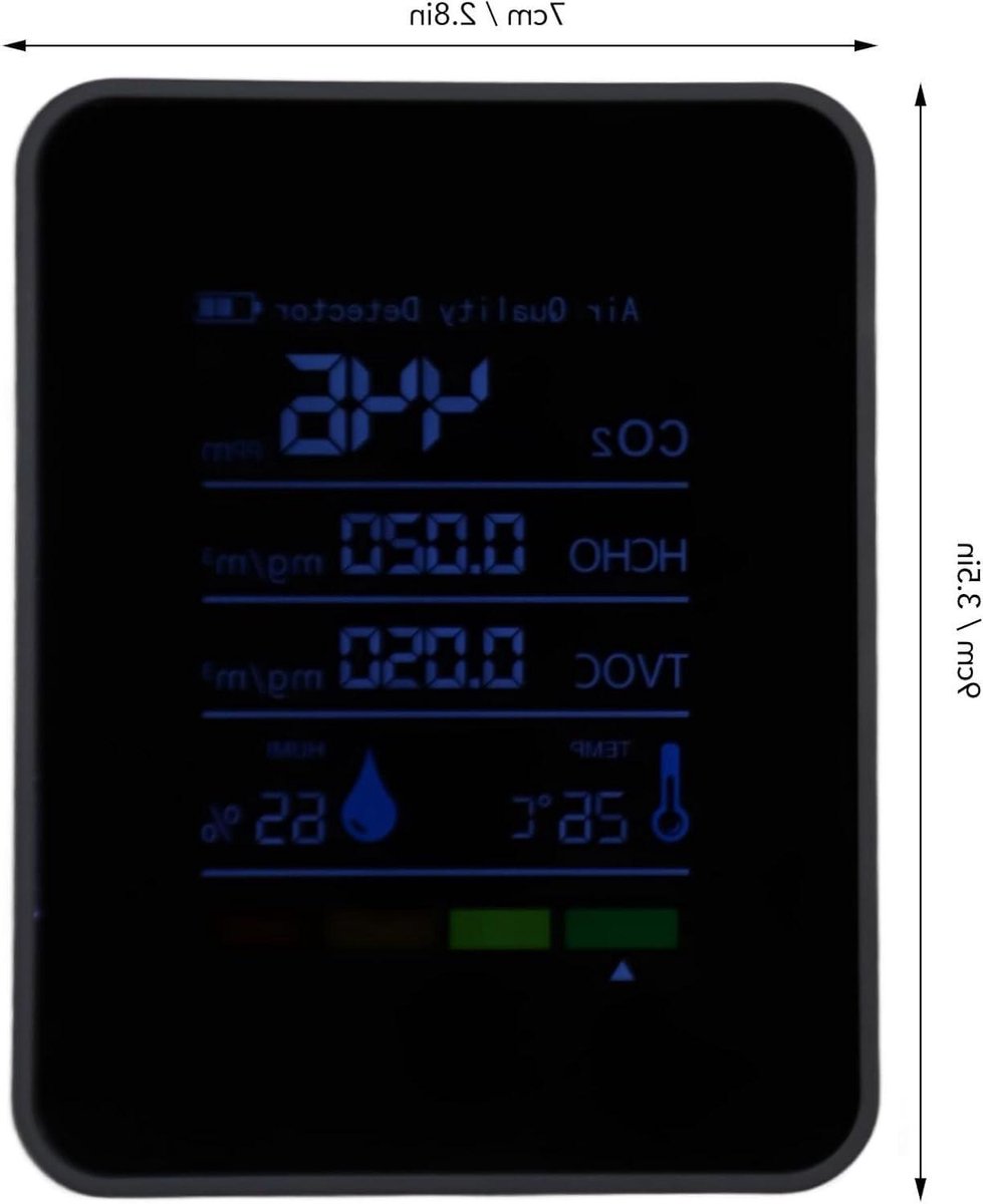 Luchtkwaliteit Meter - CO2 Monitor - Binnenlucht Meten - 5 in 1 Functie - Batterij Aangedreven - Wit