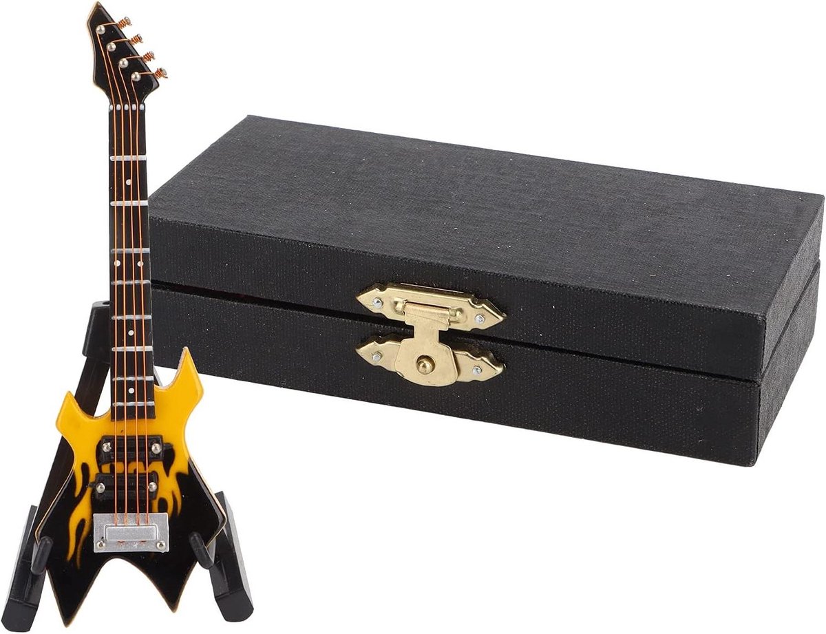 Miniatuur Basgitaar - Houten Gitaarmodel - Poppenhuis Decoratie - Inclusief Standaard Koffer - 39 Inch - #2