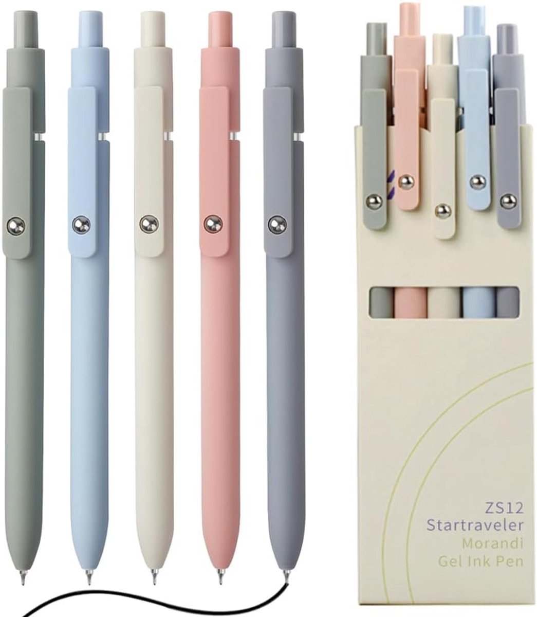 Gel Pens, 5 Pcs Retractable Ballpoint Pen, Aesthetic Pens, Premium Gel Pens, Quick Dry Ink, Fine Nib, Gel Ink Pens for - ShopVlot