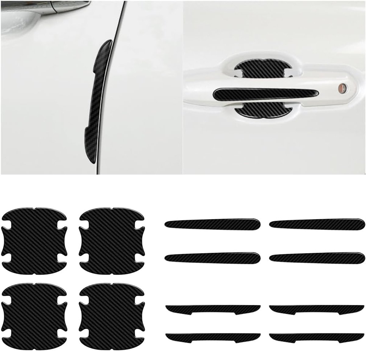SnelShoppen - Pack van 12 Auto Grip Beschermfolie KrScratchbestendige Deurgreep Covers Carbon Fiber Beschermstickers KrScratchbestendig Autolak Besche