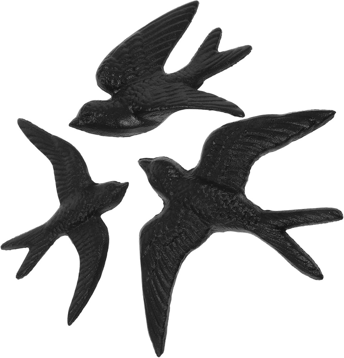 SnelShoppen - 3 Stuks Gietijzeren Vliegende Zwaluw Wanddecoratie - Retro Vogelvormige Wanddecoraties voor Thuis - 3D Vogel Ornamenten voor Binnen en B