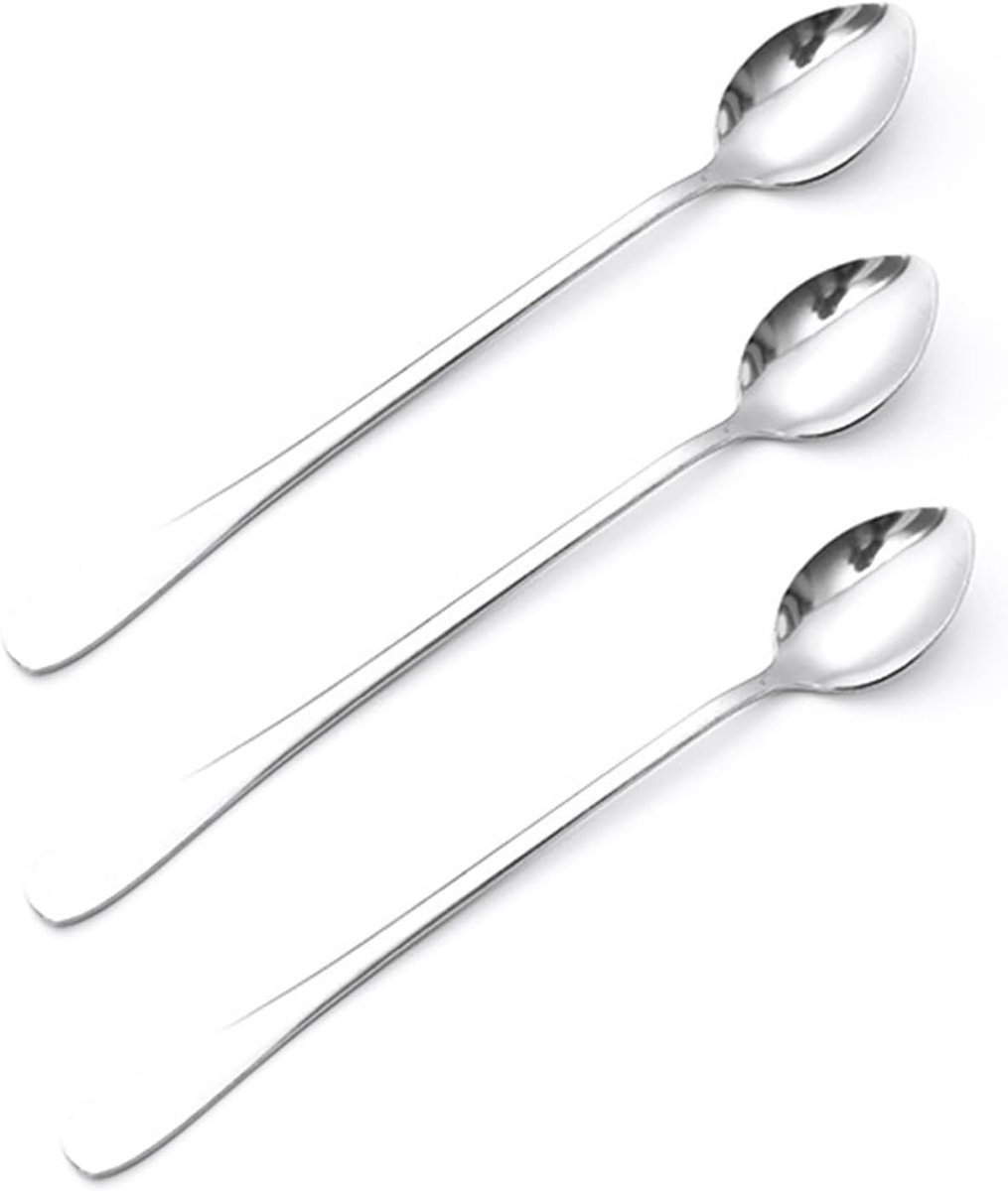 SnelShoppen - Long Handle Spoon Set - 3 Stuks RVS Koffielepels met Lange Steel voor Keuken, Feest, Bruiloft en Dagelijks Gebruik
