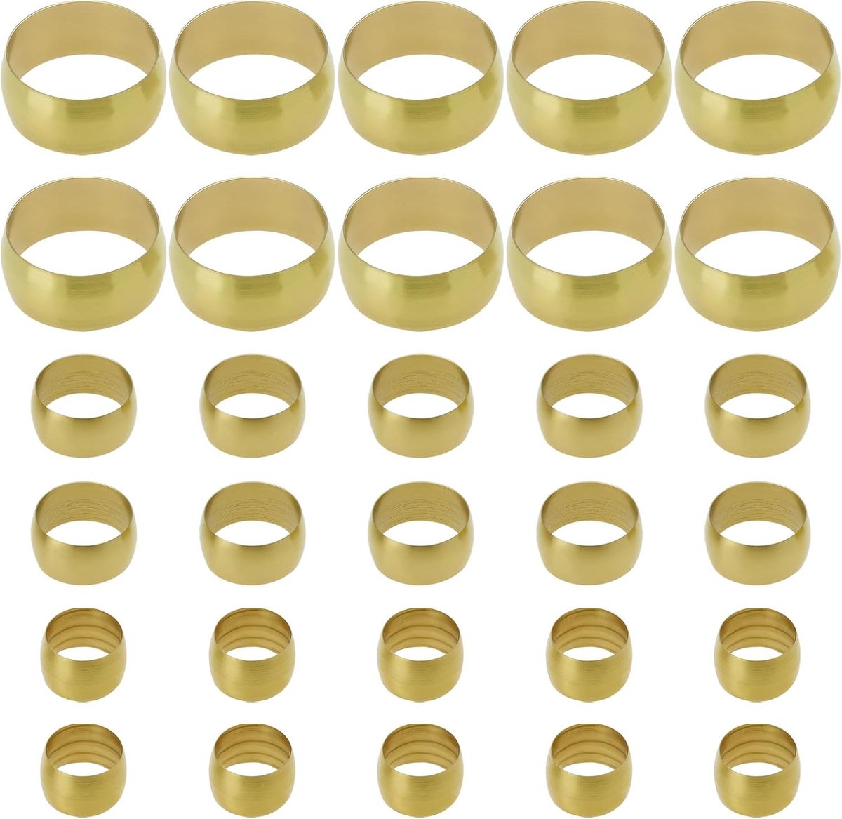 SnelShoppen - 30 Stuks Messing Compressie Fittingen - Olijven en Mouwen voor Koperbuizen, 8mm 10mm 16mm Binnendiameter, Veelzijdig Gebruik