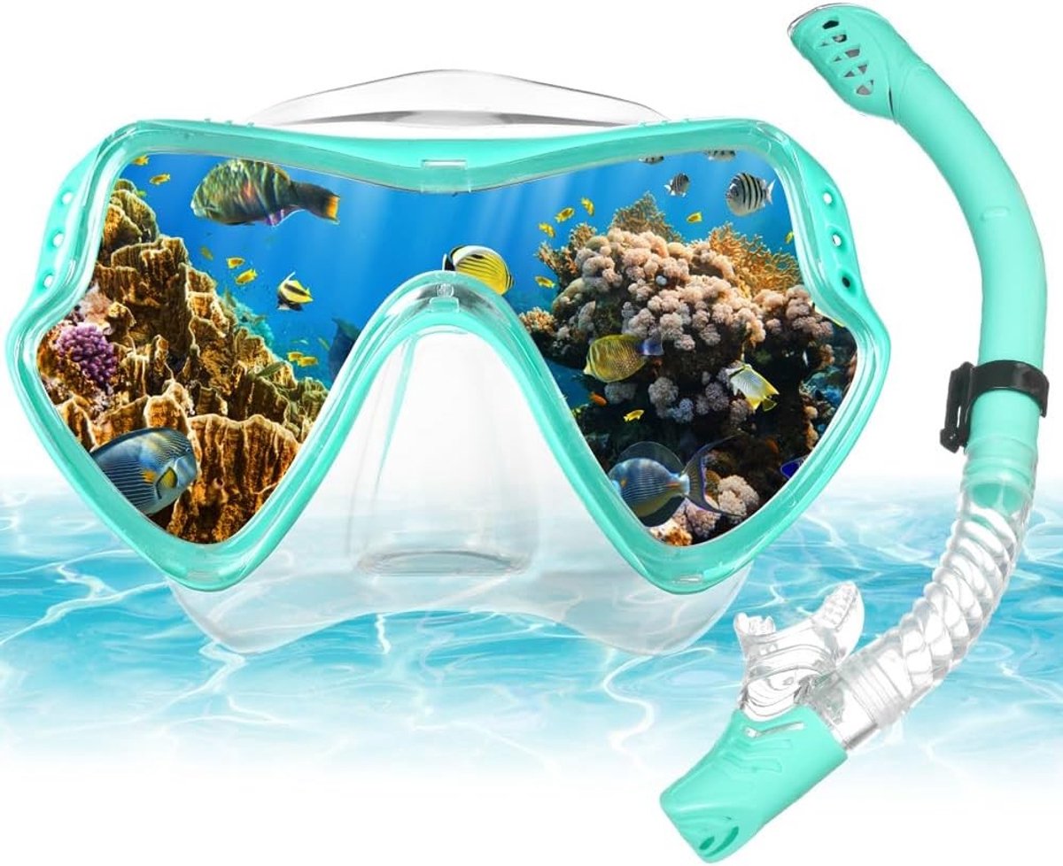 Snorkelset - Blauw - Volwassen - Anti-condens Duikmasker met Panoramisch Zicht - Voor Onderwateractiviteiten