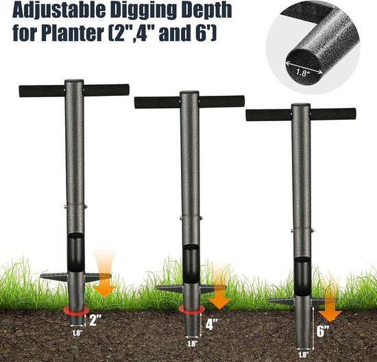 Bloembollen Planter - Tuin Gereedschap - Planten Bollen - Lange Handgreep - 33.5 Inch — afbeelding 3