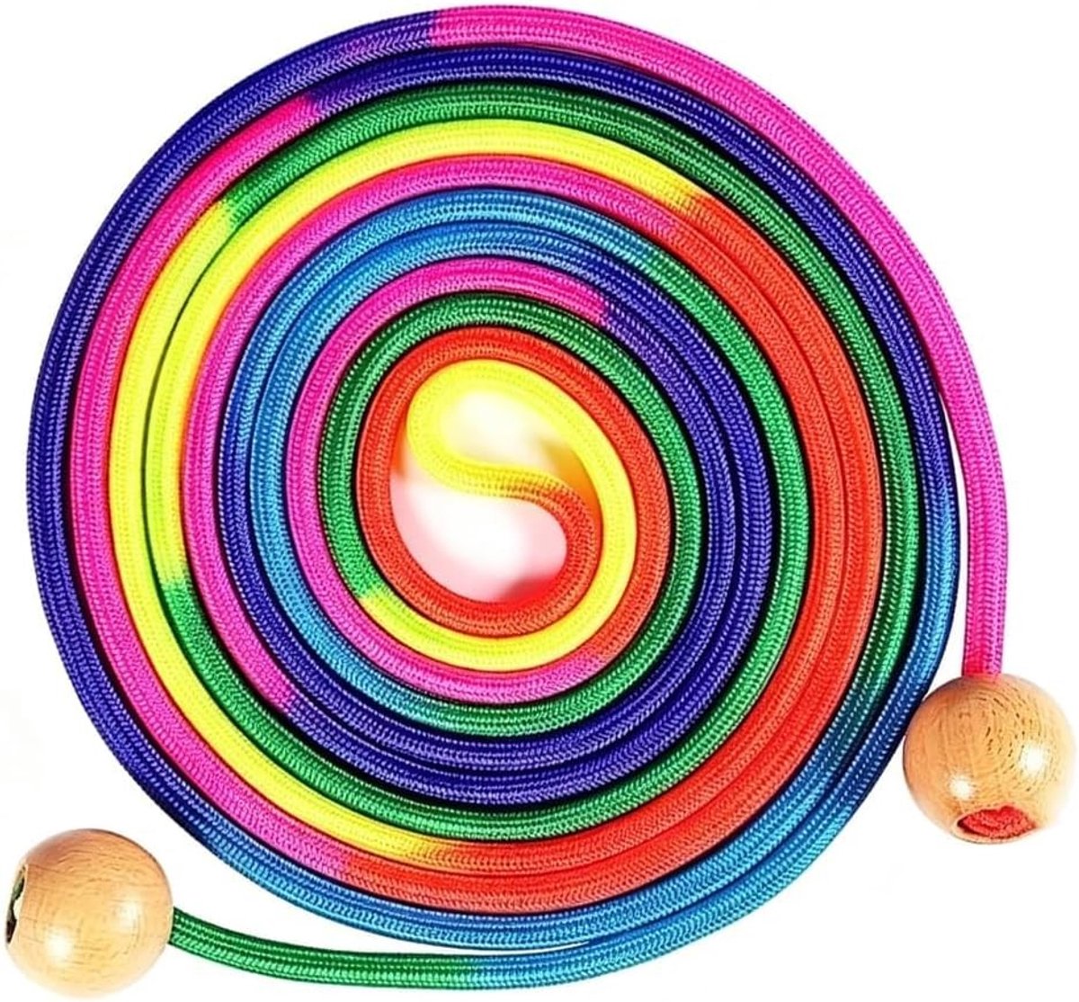 Verstelbaar springtouw voor kinderen met houten handvat, 2,8 m lang, ideaal voor buitenactiviteiten, fitness en spelletjes voor jongens en meisjes van 4-6 jaar