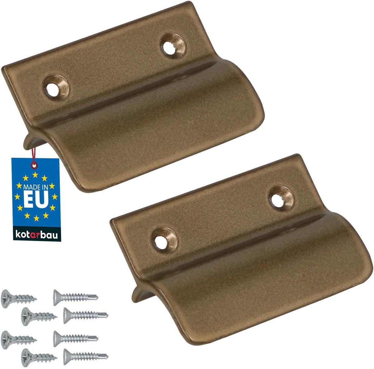 KOTARBAU® 2 Stuks - Balkondeurgreep - Terrasdeurgreep 65 x 45 mm - Aluminium - Deurgreep Balkon - Terrasdeurgreep met Brug - Goud