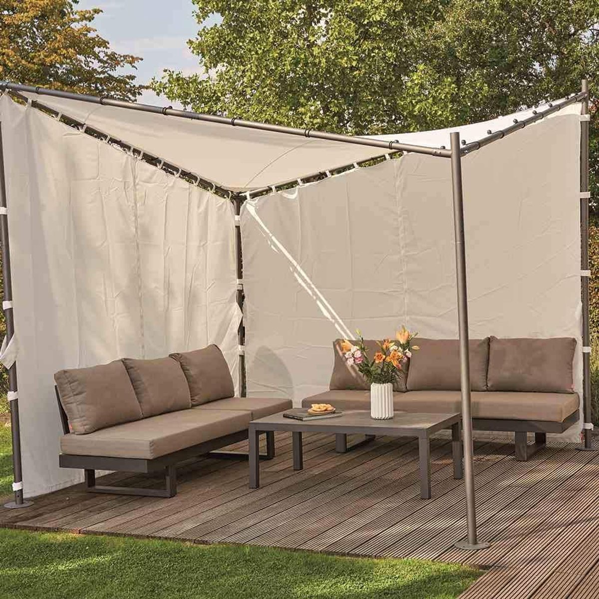 SnelShoppen - Side Panels voor Tuinpaviljoen Berlino 3x3 m, Witte Polyester Bescherming, Set van 2, Ideaal voor Tuin, Feest en Camping