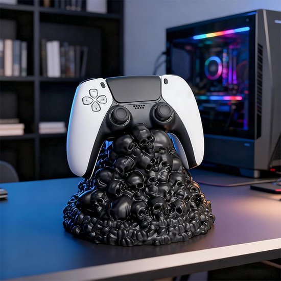 Controller Standaard - Gaming Accessoire Houder - Bureau Organisatie - Doodskop Design - 125 x 17 cm - Zwart — afbeelding 2
