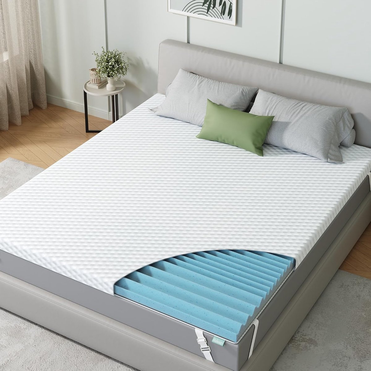 Topmatras 160x200 cm - 7,5 cm gel koudschuim - omkeerbaar ontwerp - verkoelend slaapcomfort - ShopVlot
