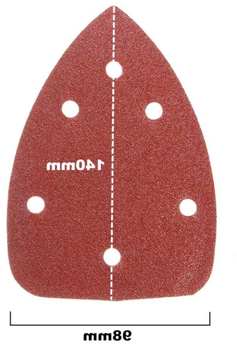 Sandschuurpads voor detailschuurmachines 140 x 140 x 98 mm, 6 gaten, 60 korrel, geschikt voor houtbewerking en fijnschuren, 10 stuks