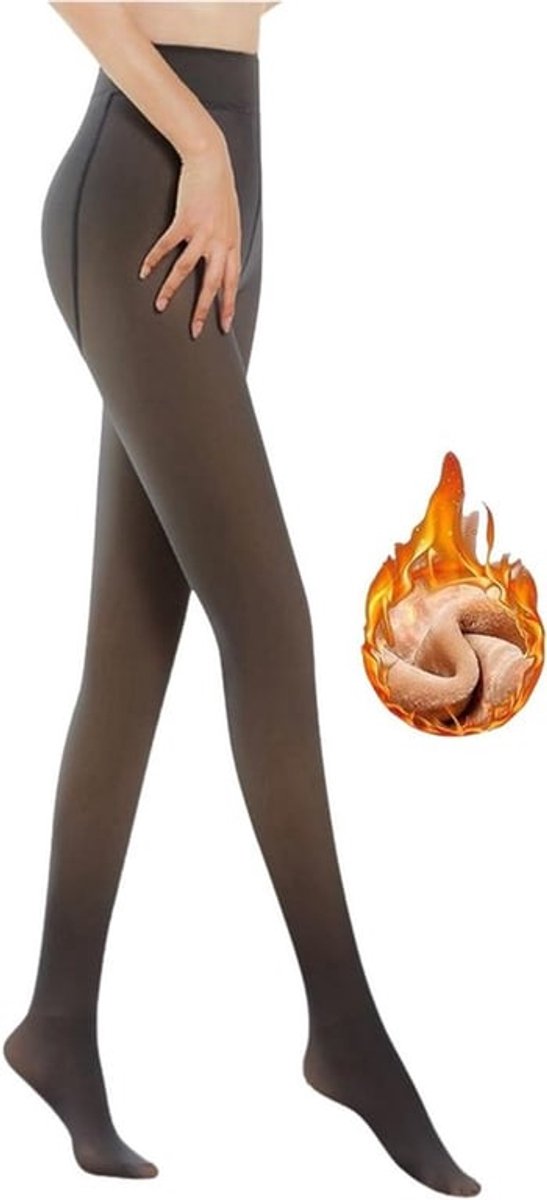 Dames Tights met Translucente Pluche Voering, 330g Thermische Leggings voor de Winter, Comfortabele en Warme Panty’s