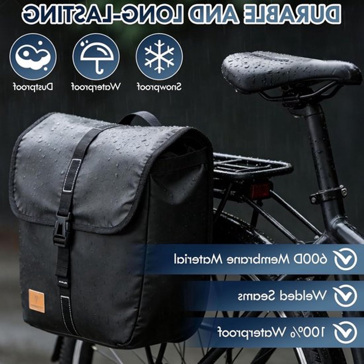 Grote Waterdichte Fietstas van 20L - UV Bestendig, Ideaal voor Mountainbikes en Outdoor Avonturen