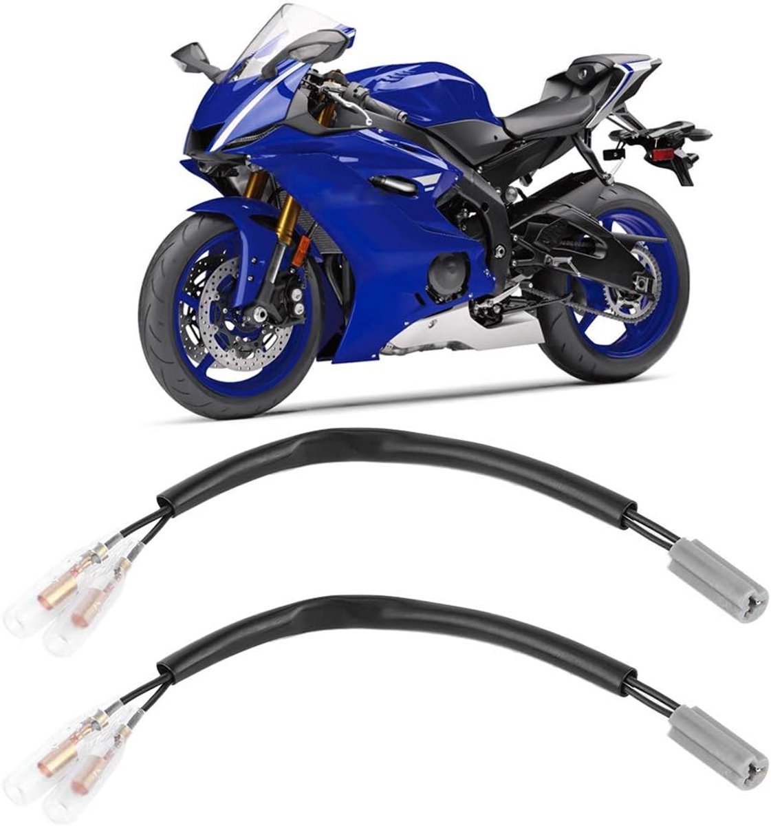 SnelShoppen - Motorfiets Indicator Adapter Kabel met 2 Pin Stekker, LED Indicator Kabel, Motorfiets Accessoires, Geschikt voor YZF-R6, YZF-R1, FZ6, FZ