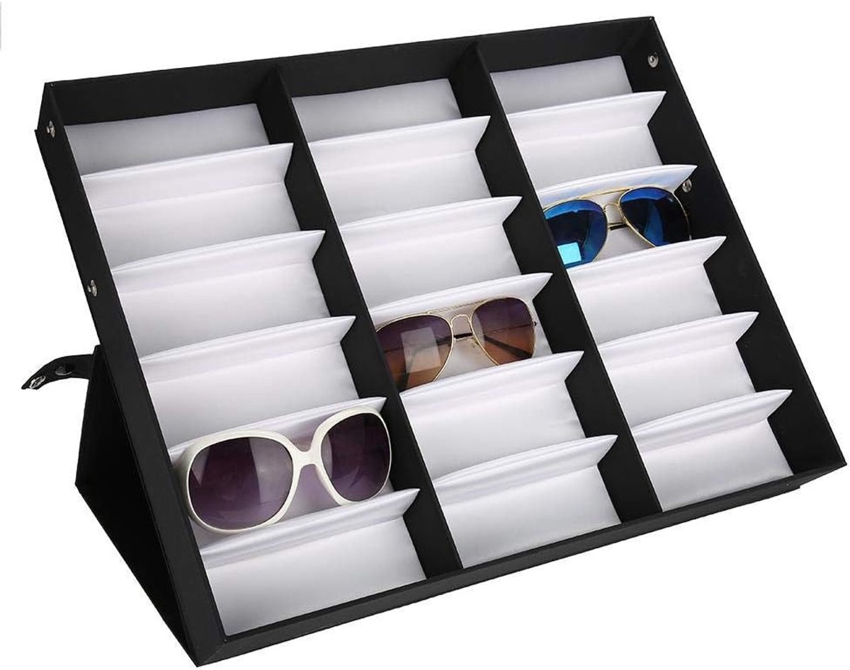 SnelShoppen - Scatola Occhiali da 18 Posti - Custodia en Organisator voor Occhiali da Sole en da Lettura - 47.5 x 37.5 x 6 cm - Beschermend en Stijlvo