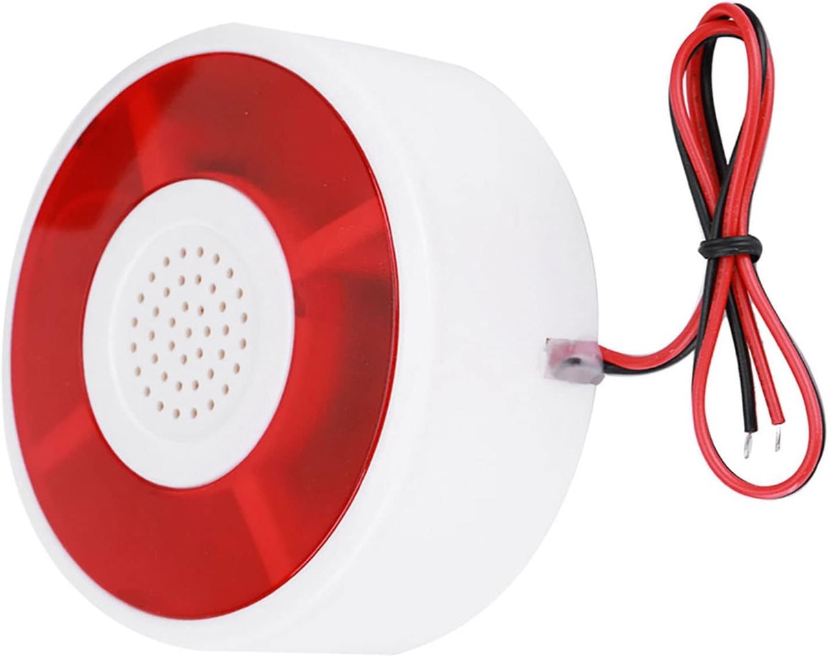 SnelShoppen - Sonew DC 12 V Sirene, Flitsend Akoestisch Alarm Systeem, Veiligheidslicht, Stroboscoop Signaal, Waarschuwingslicht, Wit + Rood