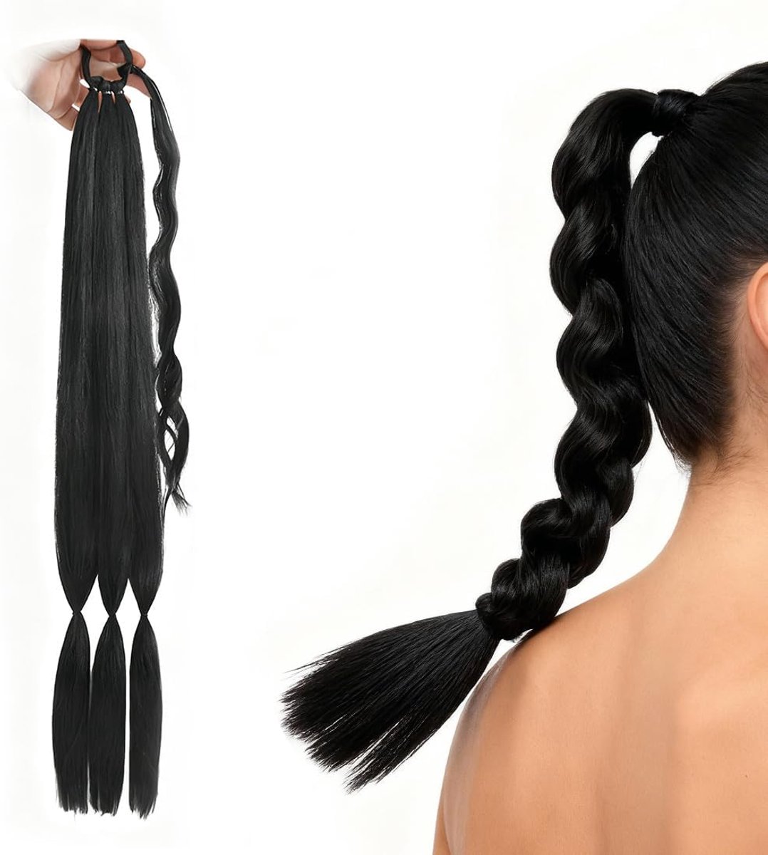 SnelShoppen - Ponytail Extensions, Hoge Kwaliteit Echt Haar Vlecht, 60 cm, Natuurlijke Look met Trekkoord, Voor Vrouwen en Meisjes, Perfect voor Bruil