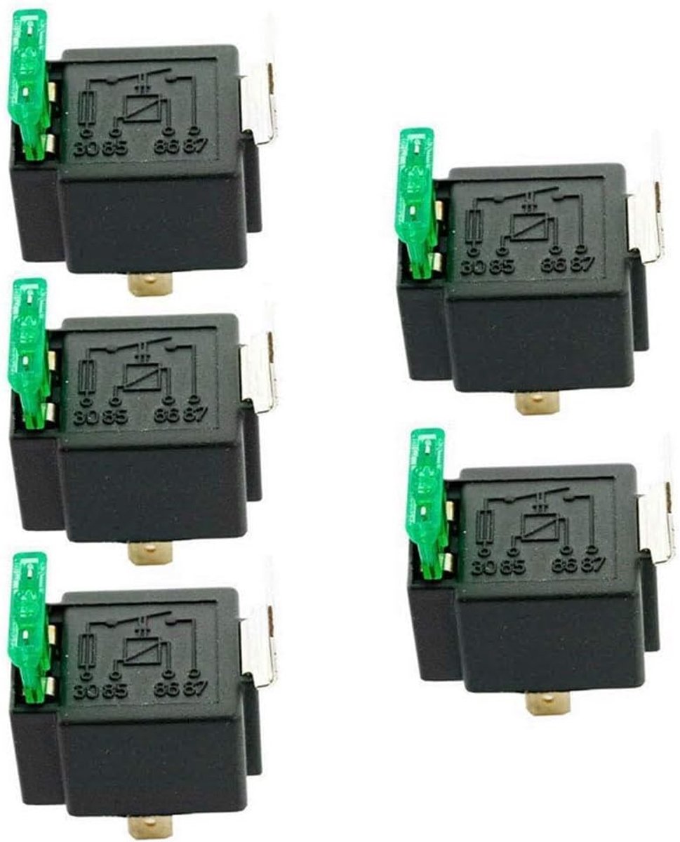 SnelShoppen - 5 x 12V 30A 4-polige SPST auto relais schakelaar voor auto, vrachtwagen, motor en boot - krachtig, compact en duurzaam