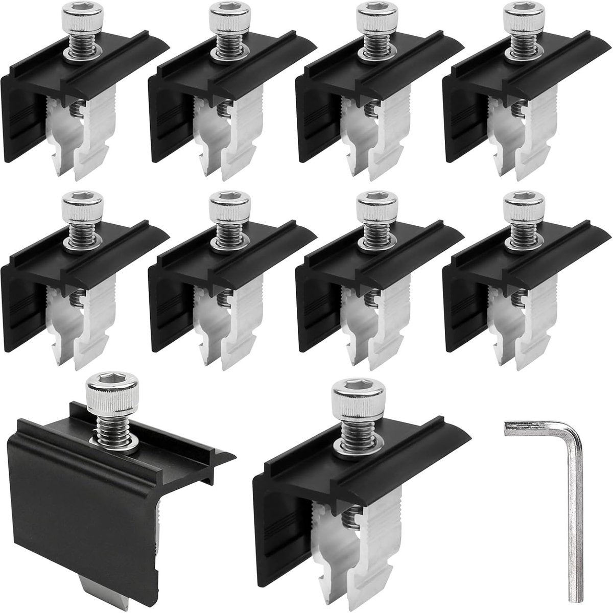 Zonnepaneelhouders - Eindklemmen PV-bevestiging - Zonne-energie Installeren - Corrosiebestendig Aluminium - 10 stuks - Zwart