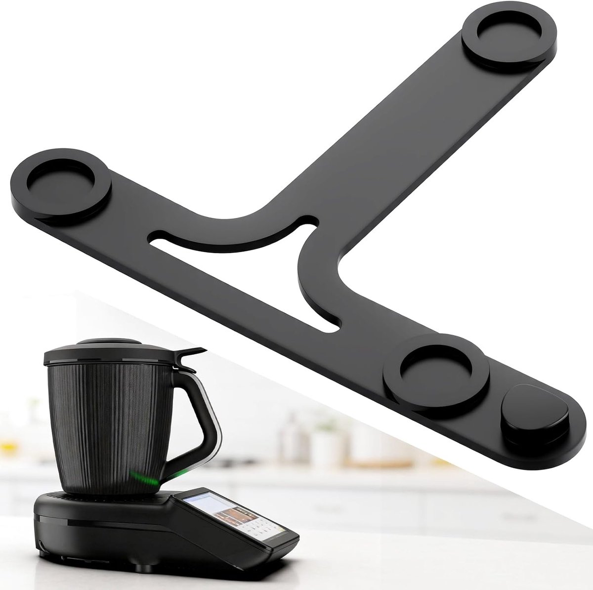 SnelShoppen - Sliding Board voor Thermomix TM7, Accessoires voor Thermomix TM7 met Teflon Glijvoet, Zwart, Makkelijk Beweegbaar, Beschermt Oppervlakke