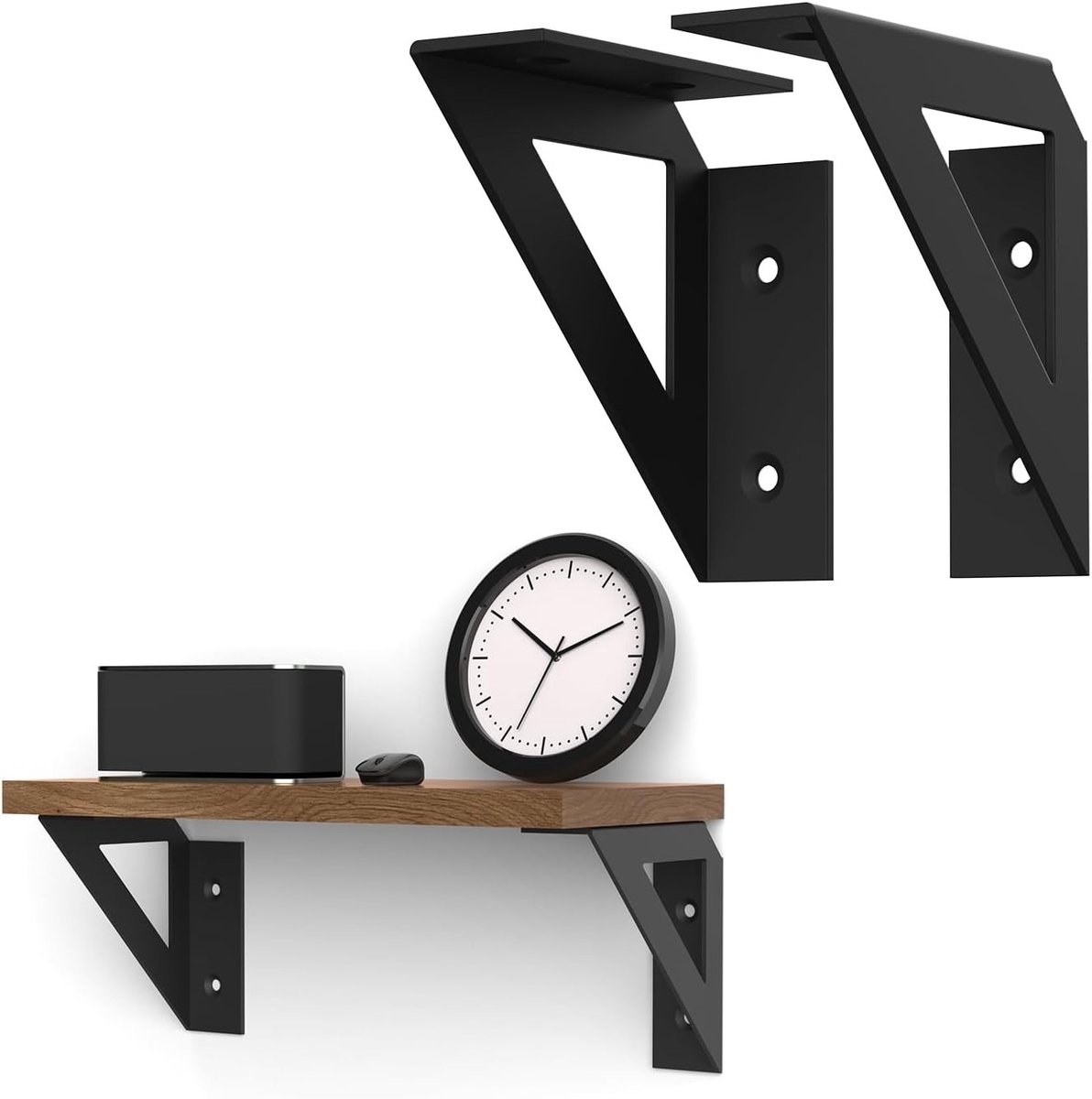 Robuuste metalen wandbeugels voor planken, 10 cm, zwaar belastbaar tot 30 kg, zwart, set van 4 voor keuken en woonkamer