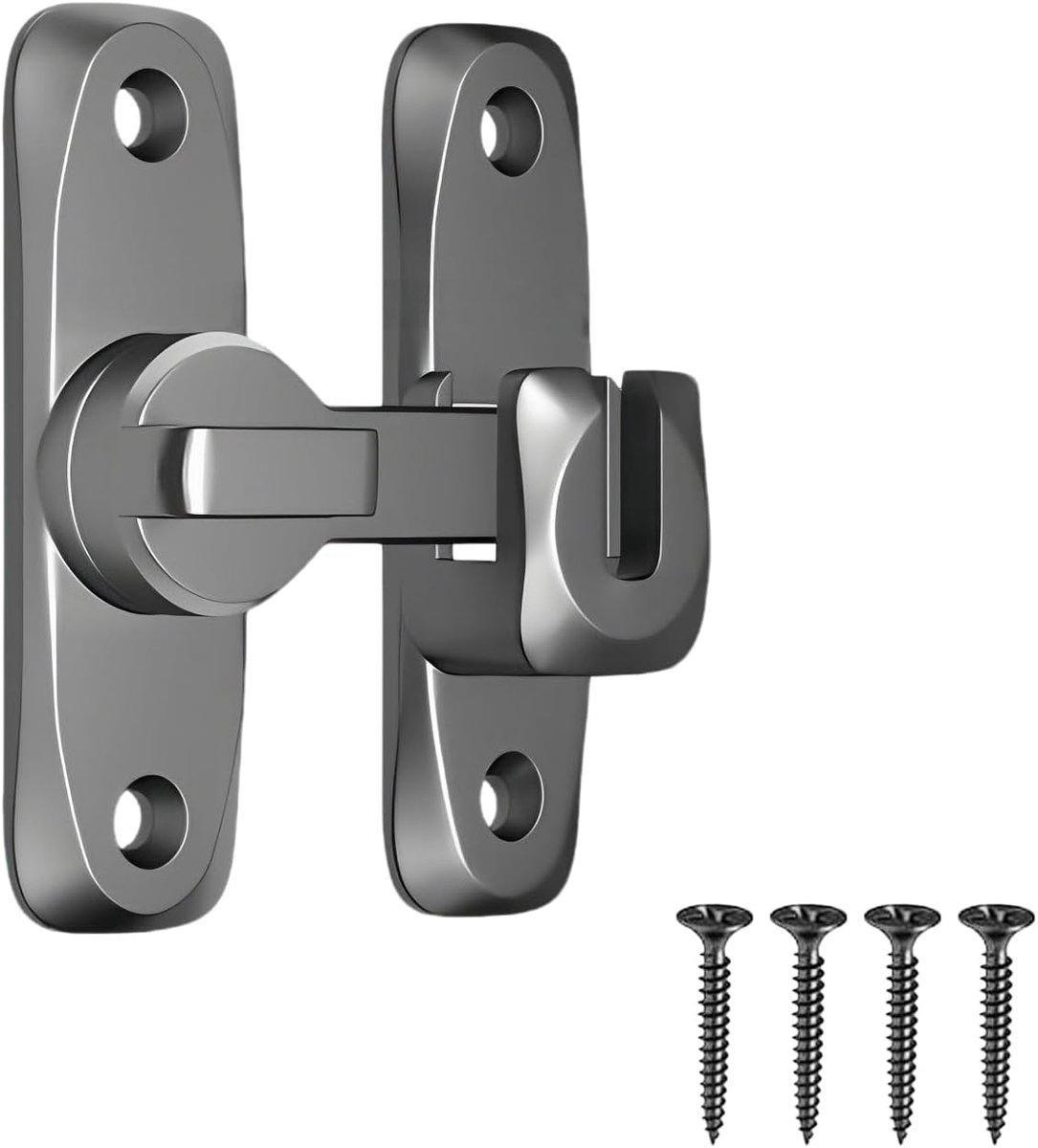 SnelShoppen - Sliding Door Lock 90/180° Deurslot, Stalen Binnen Deurslot, Rvs Slot met Schroeven voor Schuifdeuren, Badkamer, Tuin, Grijs