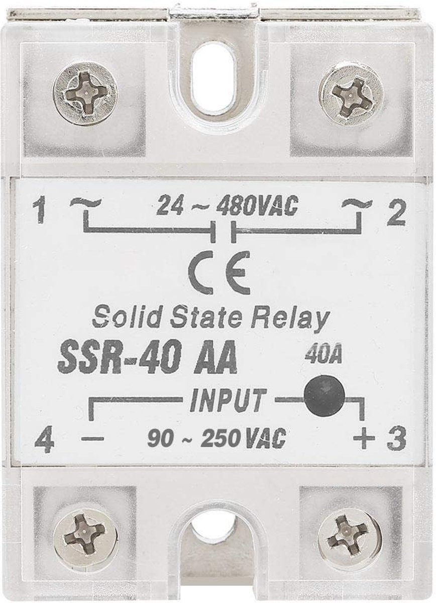 SnelShoppen - Solid State Relay SSR-40AA 40A AC-AC Ingang 90-250V AC Uitgang 24-480V AC Optoisolator Module LED Kunststof Metaal