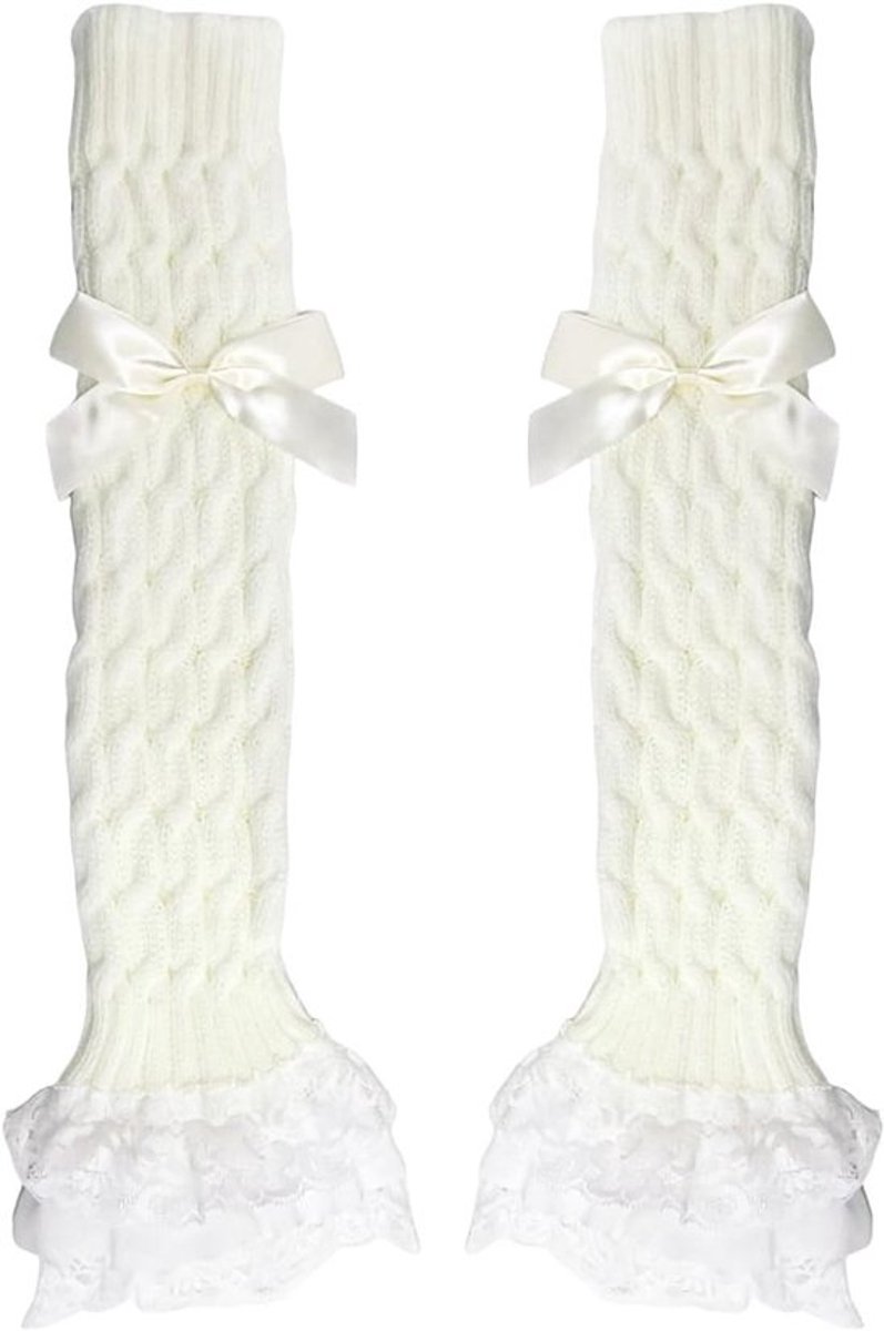 Elegante Kousen met Strik - Mode Legwarmers voor Dames, Cute Lolita Accessoires, Witte Kniekousen, Comfortabele Sokken