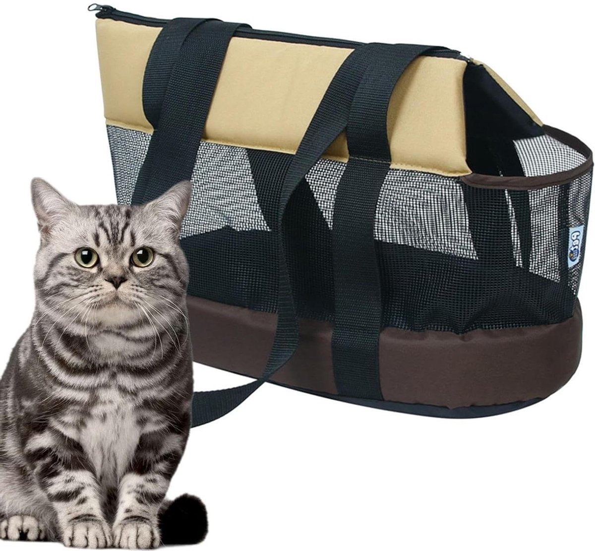 Honden Draagtas - Reistas Huisdier - Veilig Vervoer - Ademend Mesh - 37.7L x 25.7B x 11.3H cm - Bruin