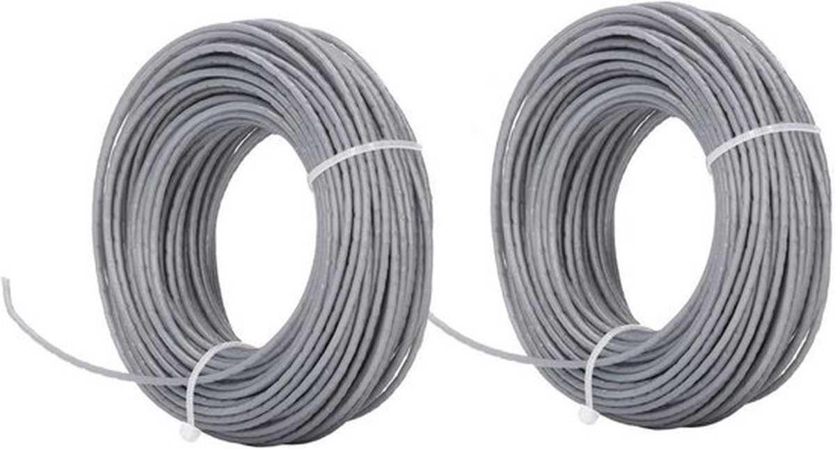 Grijze Nylon Draad voor Grastrimmer, Vervangingsonderdelen voor 2mm Draadspoel, Geschikt voor Diverse Trimmers, 24 Meter, 2 Stuks
