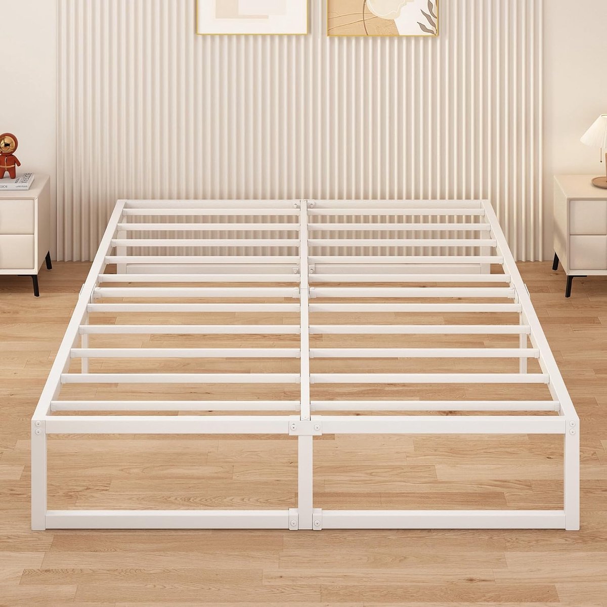 Metalen Bedframe 180x200 cm | Dubbel Bedframe met Stabiele Steunen | Gemakkelijke Montage | Geluidloos | Geen Boxspring Nodig