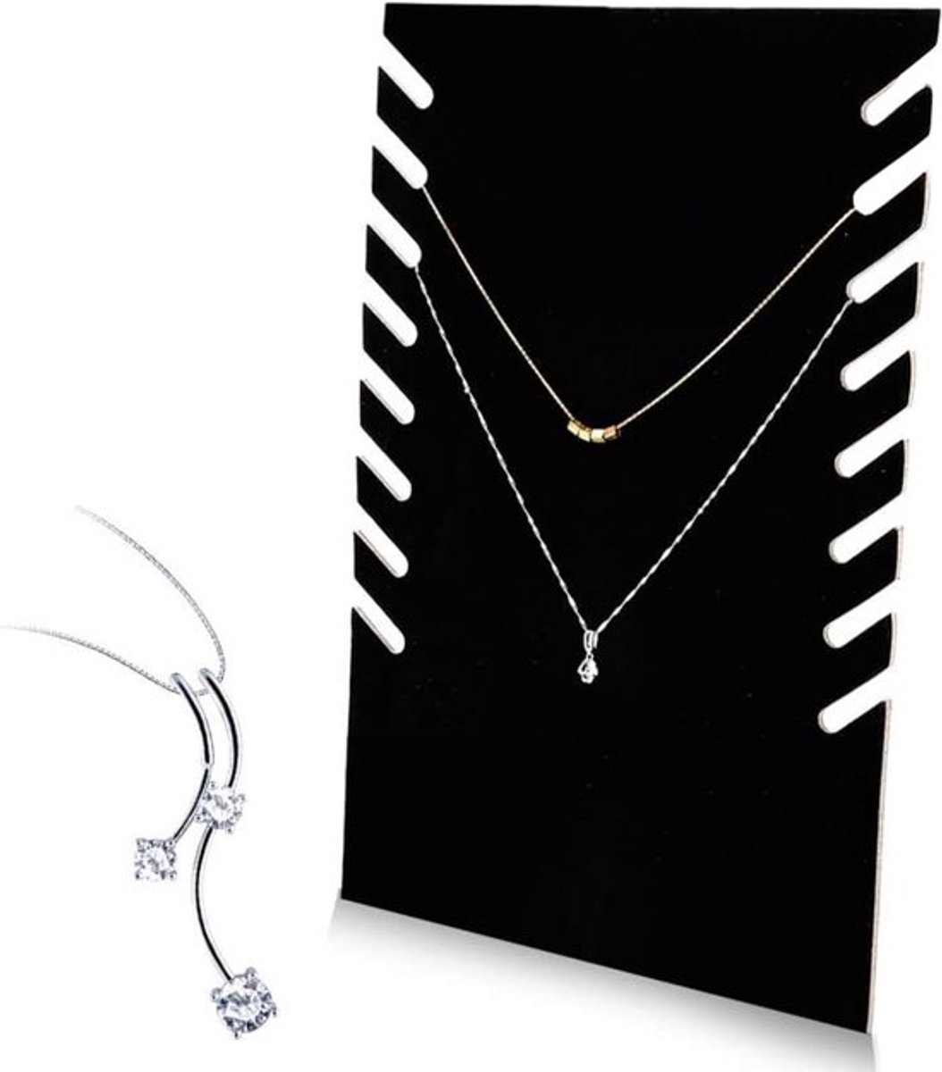 Zwart fluwelen kettinghouder voor sieraden, elegante display standaard voor kettingen en hangers, perfect voor opslag en presentatie van juwelen