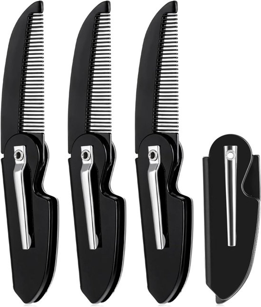 Vouwbare Baard- en Snor Kam Set - 4 Stuks Pocket Kam voor Mannen - Ideaal voor Haarverzorging en Stijl