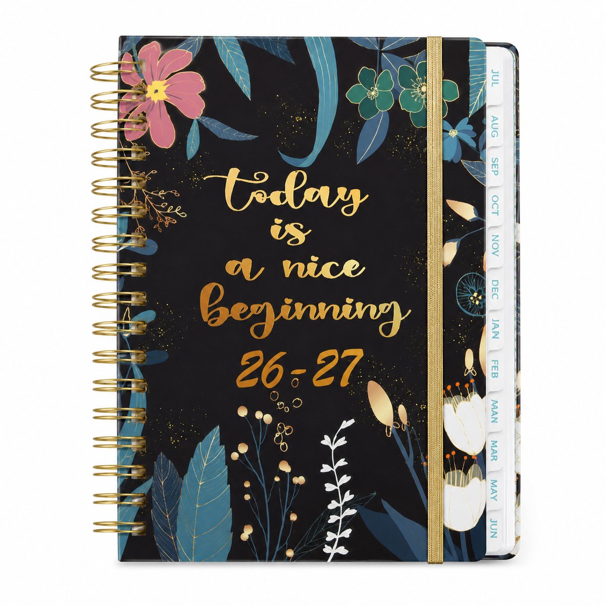 Bobypet - Agenda 2026-2027 A5 - Planner - Weekplanner en Maandplanner - Spiraalgebonden Planner met Maandtabs en Elastiek - 215 x 165 mm