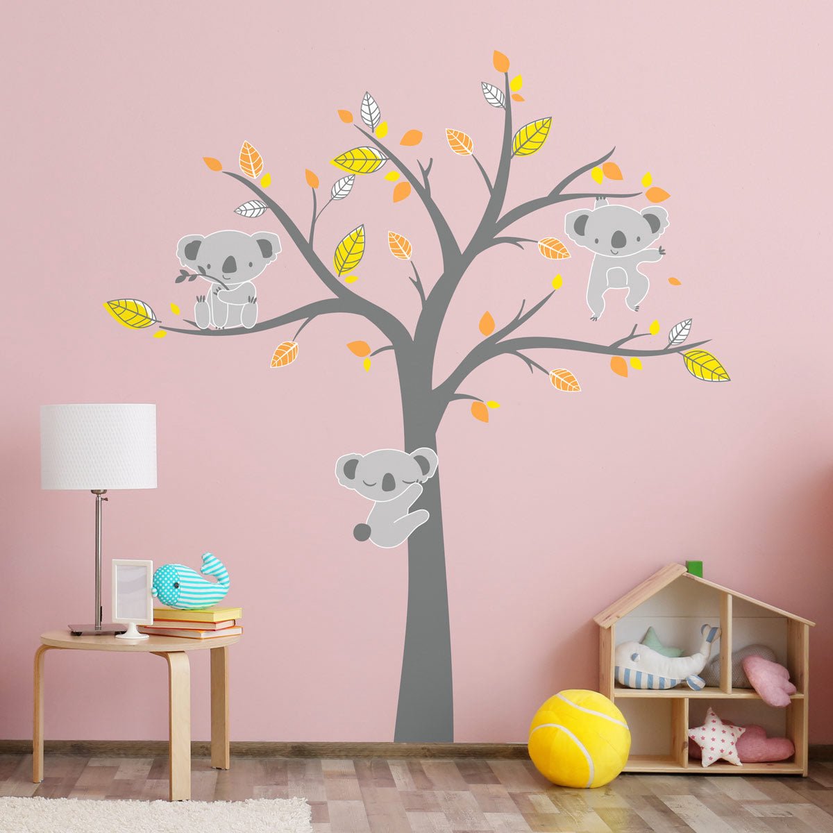 Ambiance Sticker Muurstickers - Koala's op de Boom van Geluk - Zelfklevende stickers - 80x60cm Multi color