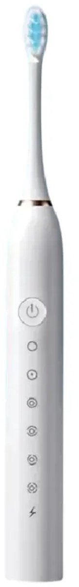 LISM-Witte elektrische sonische tandenborstel, IPX7 waterdicht, 6 reinigingsstanden, lange batterijduur, USB-opladen.